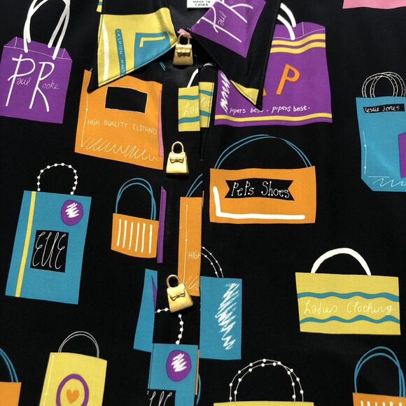 Wmns VTG Anne Crimmins for Umi Collections Silk Dress Black Pink Shoulder Pads - Picture 2 of 12